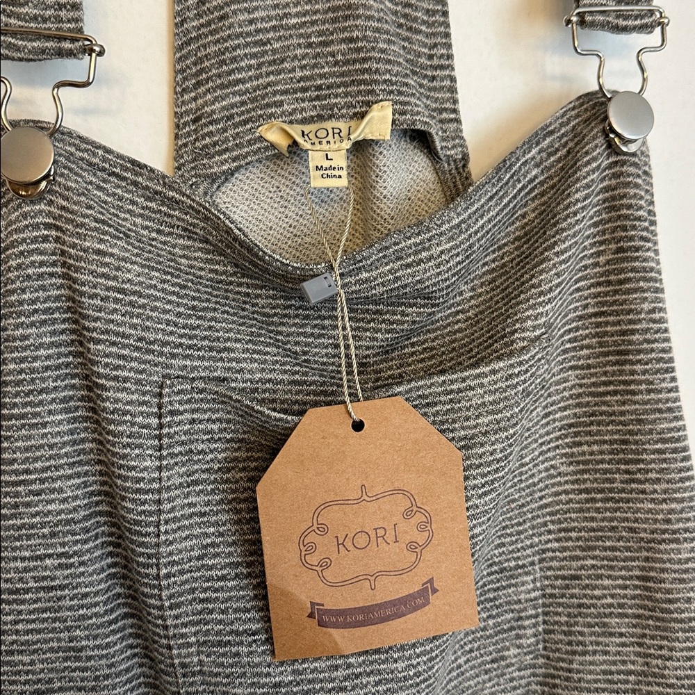 NWT Kori Gray Striped Overalls - Picture 2 of 2